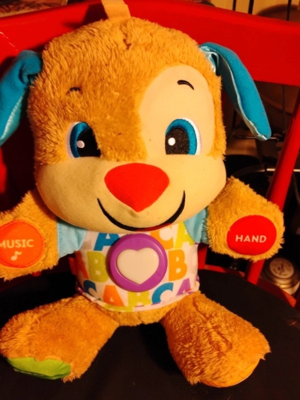 Fisher-Price Tan Plush Learning Puppy with Blue Ears and Red Nose